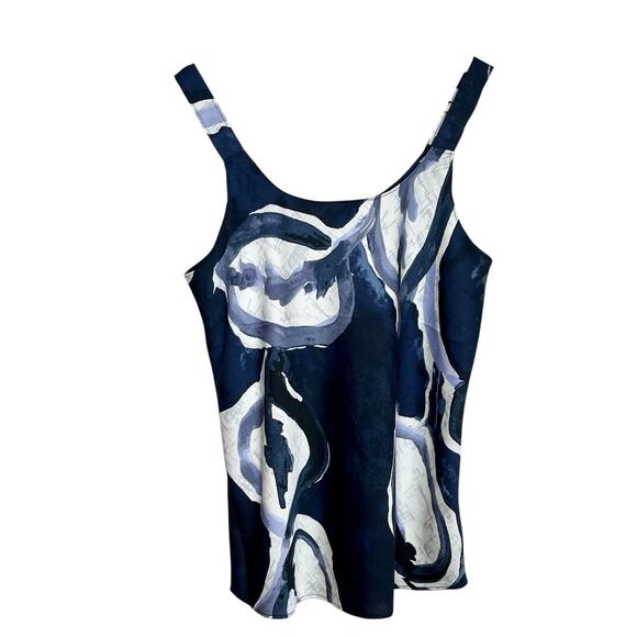 NIC+ZOE Tops - Nic + Zoe Abstract Art Tank Top Blue Womens Size Small Chiffon Lightweight